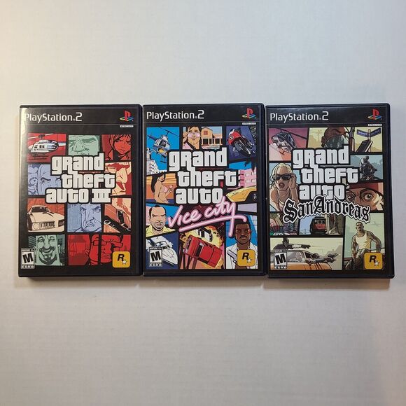 Lot 3 Grand Theft Auto III 3 & Vice City & San Andreas PS2 PlayStation 2 Tested - Picture 1 of 7
